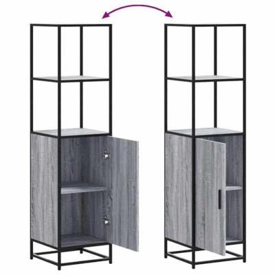 Hoge kast 35,5x35x139 cm bewerkt hout en metaal grijs sonoma