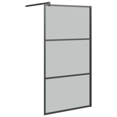 Inloopdouchewand 100x195 cm donker ESG-glas zwart