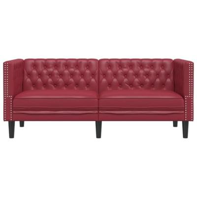 Tweezitsbank Chesterfield-stijl kunstleer wijnrood
