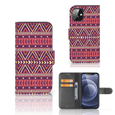 Apple iPhone 12 Mini | Telefoon Hoesje | Aztec Paars | Portemonnee hoesje Apple iPhone 12 Mini | Telefoon Hoesje | Aztec Paars | Portemonnee hoesje