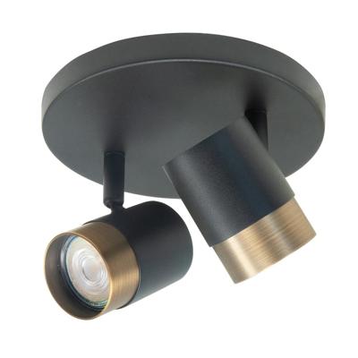 Highlight SpotSavona zwart met koper brons 2-lichts rond - S7471.32