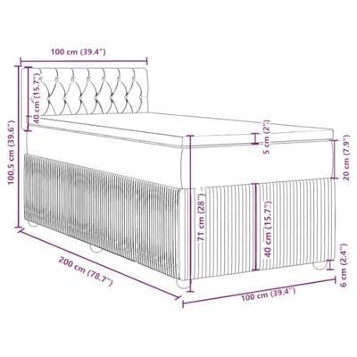 Boxspring met matras stof donkergrijs 100x200 cm