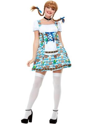 Oktoberfest Jurk Blauw Bierpullen Pretzel