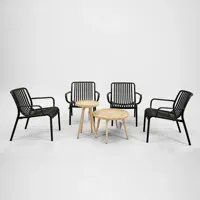 Tuinset Porto Loungestoel Zwart Met Melfort Bijzettafels Bistroset - thumbnail