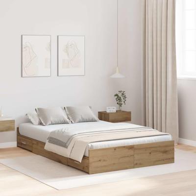 Opbergbedframe met lade artisanaal eikenkleurig 120 x 190 cm
