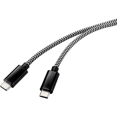 Renkforce RF-4598412 USB-kabel USB 2.0 USB-C stekker, USB-C stekker 3.00 m Zwart/wit