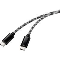 RENKFORCE USB 2.0 USB-C male kabel, USB-C mannelijk, 3,00 m, zwart/wit - thumbnail