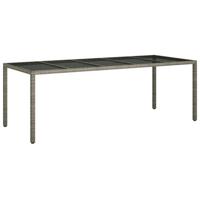 Tuintafel 250x100x75 cm gehard glas en poly rattan grijs - thumbnail