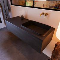 Badkamermeubelset Mondiaz Erin 120 cm met 1 Lade met RIDGE Wastafel Rechts Urban Zonder Kraangaten Greeploos Mat Dark Brown - thumbnail