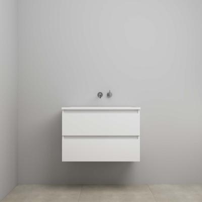 On-Line Onderkast - 80 cm - Voorgemonteerd - Acryl Wastafel - zonder Kraangat - Hoogglans Wit