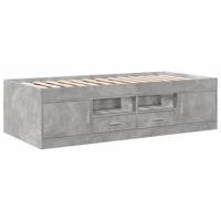 Slaapbank met lades zonder matras 100x200 cm betongrijs - thumbnail