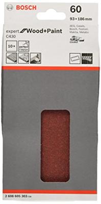 Bosch Accessories Expert for Wood 2608605303 Oscillerend schuurpapier Met klittenband, Geperforeerd Korrelgrootte (num) 60 (l x b) 185 mm x 93 mm 10 stuk(s)