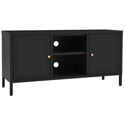 VidaXL Tv-meubel 105x35x52 cm staal en glas zwart