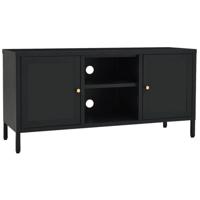 VidaXL Tv-meubel 105x35x52 cm staal en glas zwart - thumbnail