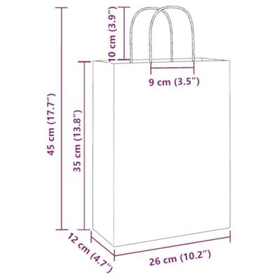 VidaXL Papieren zakken 50 st met hengsels 26x12x35 cm roze