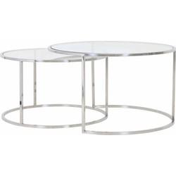 Light & Living Salontafel 'Duarte' Set van 2 stuks, nikkel+glas