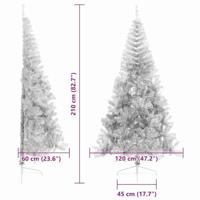 VidaXL Kunstmatig voorverlicht kerstboom met 300 led zilver 210 cm pet - thumbnail