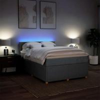 Boxspring met matras stof donkergrijs 140x190 cm - thumbnail