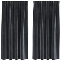 VidaXL Verduisterende gordijnen 2 pcs donkergrijs 140 x 175 cm fluweel - thumbnail