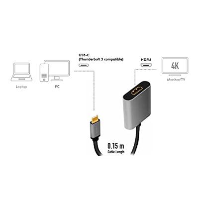 LogiLink CUA0103 tussenstuk voor kabels USB 3.2 Gen1 Type-C HDMI-A Zwart, Grijs