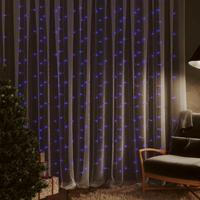 VidaXL Lichtsnoergordijn met 300 led's en 8 functies 3x3 m blauw - thumbnail