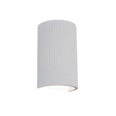 Artdelight Wandlamp Nantes ribbel H 18 cm gips wit