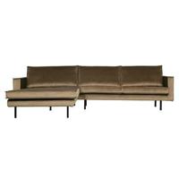 WOOOD Loungebank 'Rodeo' Links, Velvet, kleur Taupe - thumbnail