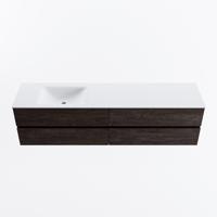 MONDIAZ VICA 190cm badmeubel onderkast Dark Brown 4 lades. Wastafel CLOUD links 1 kraangat, kleur Talc. - thumbnail