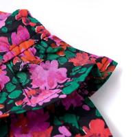 Kinderjurk met lange mouwen bloemenprint 92 felroze - thumbnail