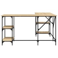 Bureau 139x139x75 cm bewerkt hout sonoma eikenkleurig - thumbnail