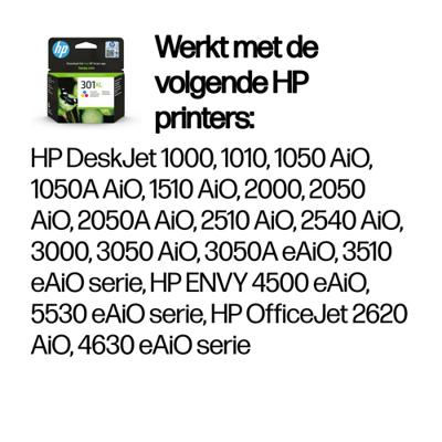HP 301XL originele drie-kleuren inktcartridge voor HP Envy 4505 en HP DeskJet 1050/1512/2548 / 3057A (CH564EE)