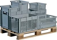 Lockweiler Transportstapelbak | L400xB300xH320mm | grijs PP handgreepopening | zijwanden met openingen | 1 stuk - NB31V2-139131220118 - thumbnail