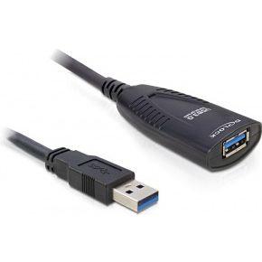 Delock 83089 USB-kabel USB 3.0 USB-A stekker, USB-A bus, DC-bus 3,5 mm 5.00 m Zwart