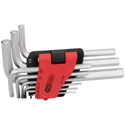 KS Tools 1514540 Inbus Haakse schroevendraaierset 1/16 inch, 5/64 inch, 3/32 inch, 1/18 inch, 5/32 inch, 3/16 inch, 1/4 inch, 5/16 inch, 3/8 inch 9-delig