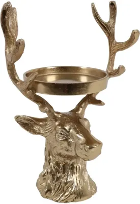 Countryfield kandelaar metaal hert xari 14x20x28cm goud