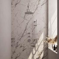 Brauer Chrome Carving Thermostatische Regendoucheset Inbouw - Hoofddouche 30 cm - Gebogen Wandarm - Handdouche Staaf - Doucheslang - Geintegreerde Glijstang - Chroom - thumbnail