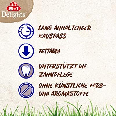 8in1 Delights Beef Bone XS - gezonde kauwbotten voor gevoelige mini honden, hoogwaardig rundvlees gewikkeld in runderhuid, 7 stuks