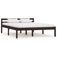 Bedframe massief grenenhout donkerbruin 140x200 cm - thumbnail