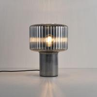 Tafellamp Ferano vetro fumé - E27-fitting - 25W - Geheel van geribbeld rookglas - IP20 voor binnen - thumbnail