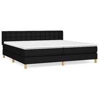 Boxspring met matras stof zwart 200x200 cm - thumbnail