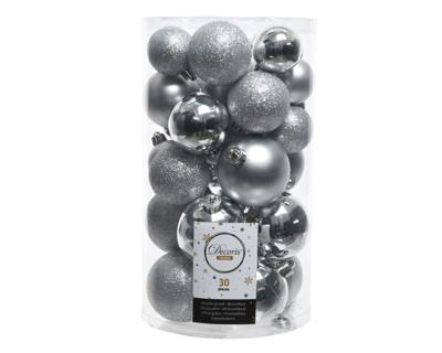 Decoris kerstballen set Plastic 30st Zilver 4-5-6cm