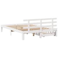 Bedframe met lades massief grenenhout wit 120x200 cm - thumbnail