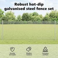 VidaXL Hek met paal zilver 0,8 x 10 m staal - thumbnail