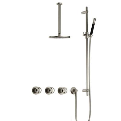 Hotbath Cobber IBSW70 Regendoucheset inbouw - 30cm plafondarm - 20cm ronde hoofddouche - staafhanddouche - glijstang - Geborsteld nikkel IBSW70GN37