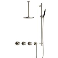 Hotbath Cobber IBSW70 Regendoucheset inbouw - 30cm plafondarm - 20cm ronde hoofddouche - staafhanddouche - glijstang - Geborsteld nikkel IBSW70GN37 - thumbnail