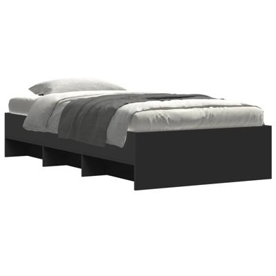 Bedframe bewerkt hout zwart 135x190 cm