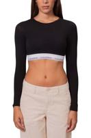Calvin Klein T-shirt Bralette lange mouw - Lightly Lined - Katoenen Top met lange mouwen - XS - Zwart - thumbnail