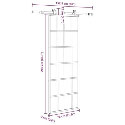VidaXL Schuifdeur met beslag 76x205 cm esg-glas en aluminium VidaXL Schuifdeur met beslag 76x205 cm esg-glas en aluminium