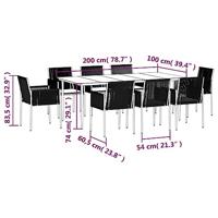 9-delige Tuinset met kussens poly rattan en staal zwart - thumbnail