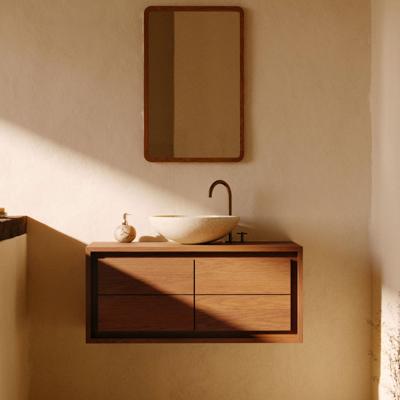 Kave Home Badkamermeubel 'Kenta' Teakhout, kleur Bruin, 90cm (excl. waskom)